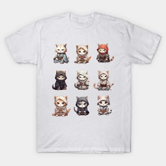 Angsty Samurai Kitten Crew Design T-Shirt by kuallidesigns